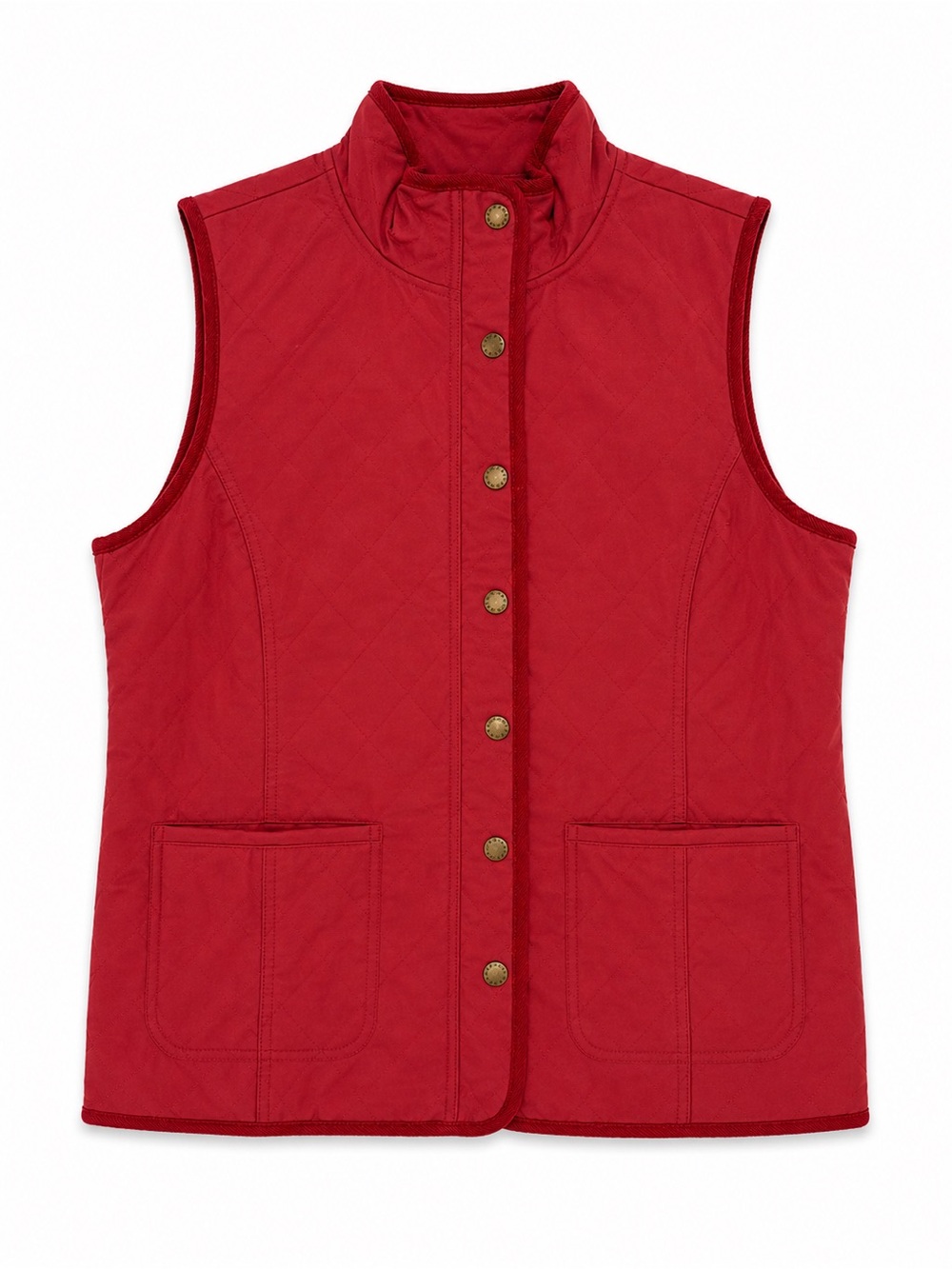 Orvis Quilted Snap Front Vest Women's Medium Red Lightweight Outdoor Country